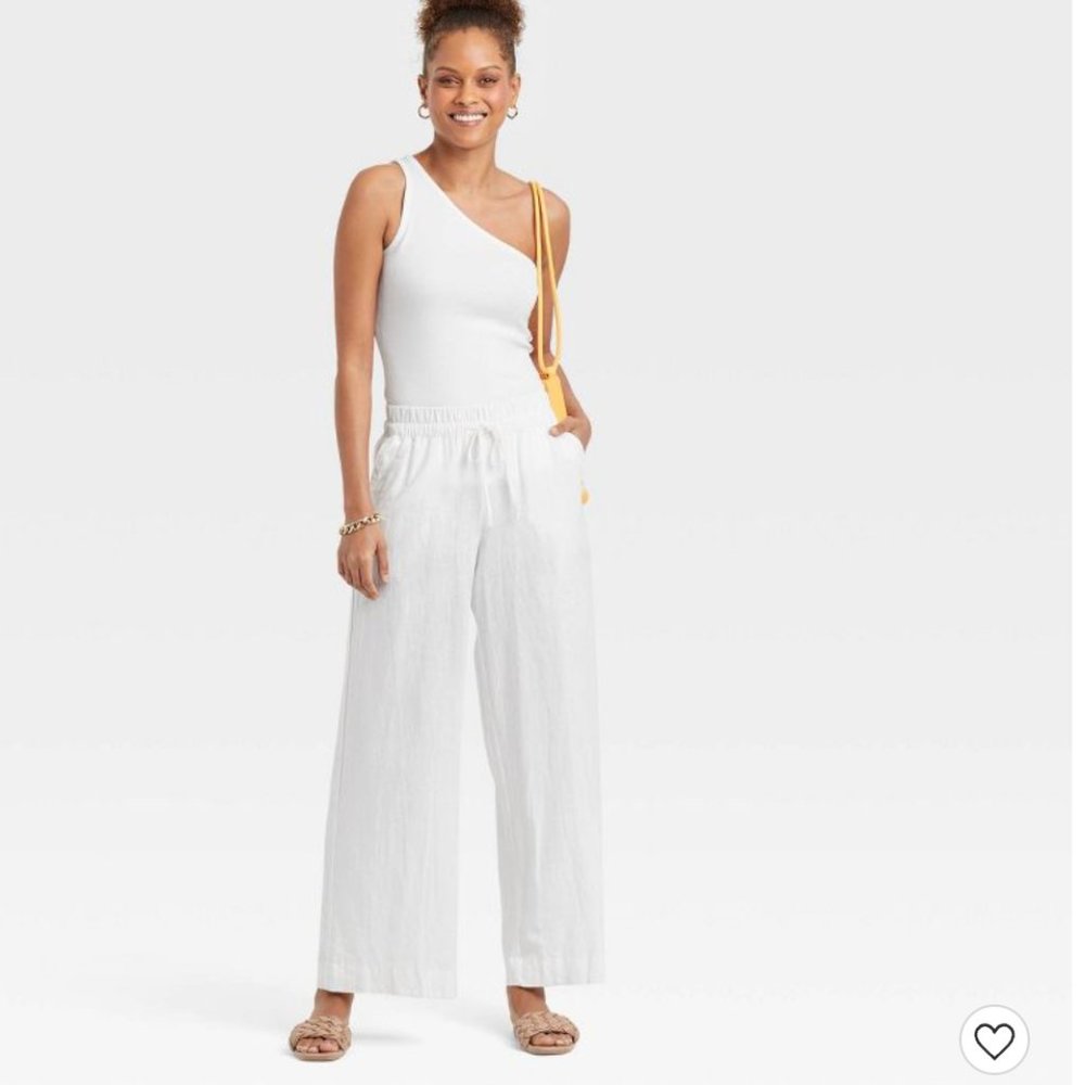 A new Day women's cropped wide-leg linen pants